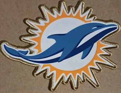 Miami Dolphins Gold Stitched Iron On Patch • $35