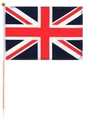 Large Union Jack Hand Waving Flag On A Stick Party Souvenir Gift 18  X 12  Pole • £5.95