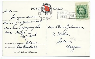 SS President. Dollar Steamship Lines Paquebot Cover 1938 Bridge Postcard Habana • $3.99