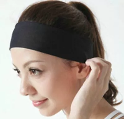 Black Sports Yoga Gym Stretch Cotton Headband Hair Band Sports Headbands • $1.79