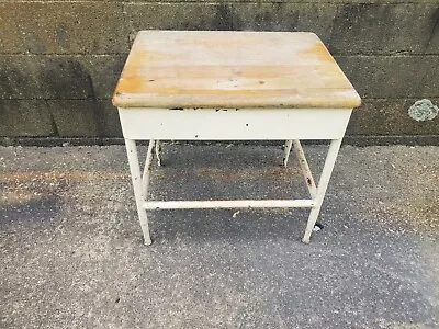 Vintage Child's School Desk Wooden With Metal Legs • $160