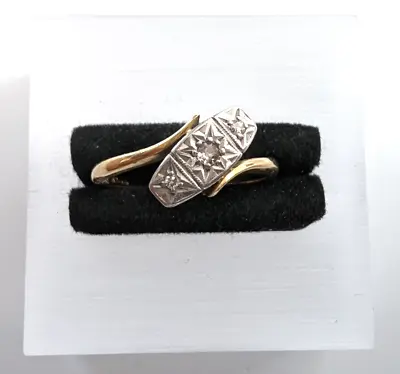 18ct Gold Ring & Platinum Diamond Engagement Ring Edwardian. Size Q 1/2 • $407.21