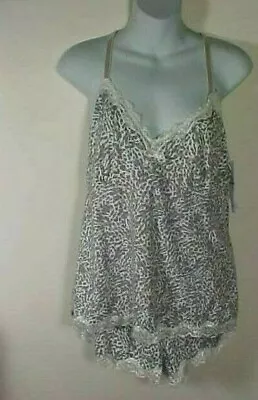 Marilyn Monroe 2 Pc Gray & White W/ Lace Lingerie Cami & Shorts Set NWT Size L • $18.99