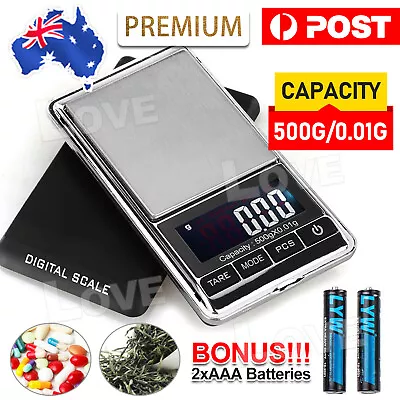 500g 0.01 DIGITAL POCKET SCALES JEWELLERY ELECTRONIC Milligram Micro Mg AU • $12.95