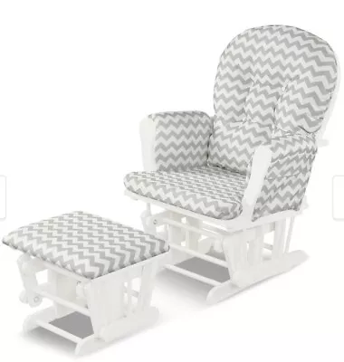 Baby Nursery Relax Rocker Rocking Chair Glider & Ottoman Set W/ Padded Cushion • $200