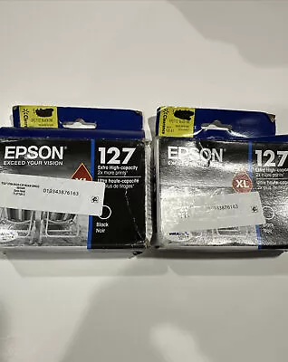 (Lot Of 2) Epson 127 XL Black Printer Ink Cartridges - High Capacity EXP 01/2025 • $37.98