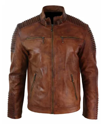 CLEARANCE: Café Racer Biker Vintage Motorcycle Distressed Brown Jacket • $49.99