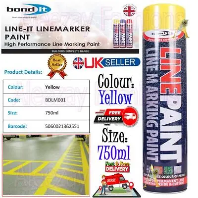  750ml Line Marker Spray Aerosol Paint Quick Drying Resin Warehouse Floor YELLOW • £9.25