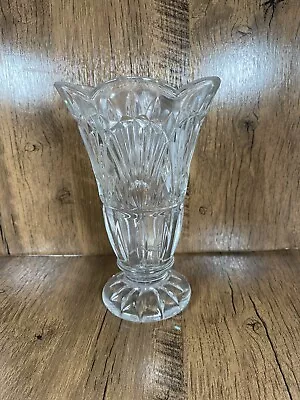 Shannon 24% Lead Crystal Vase By Godinger Freedom Pattern Ireland 8  Scalloped • $14