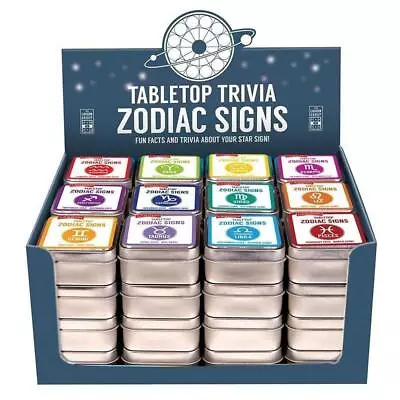 Lagoon Table Top Zodiac Signs Trivia Tin Horoscope Stocking Filler Birthday Gift • £6.49