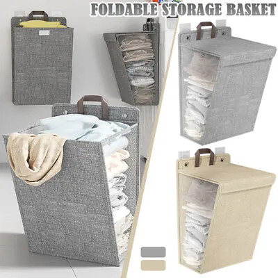 Collapsible Laundry Basket Wall Mounted Clothing Holder Laundry Storage Basket • £8.45
