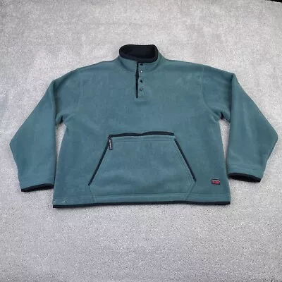 VINTAGE Outersport Jacket Mens Medium Green Fleece Snap Pullover Mock Neck 90s • $26.95