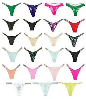 Victoria's Secret Shine Strap Rhinestone Thong Panty Bling Xs S M L Xl Xxl Nwt • $24.75