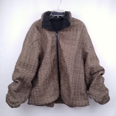 Mycra Pac One Oversized Reversible Zip Jacket Black/Taupe Smocked Crinkle 2(M/L) • $39.99