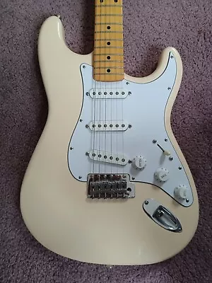 1969 1970 70s Fender Stratocaster Reissue Maple Olympic White With Case Mij • $405