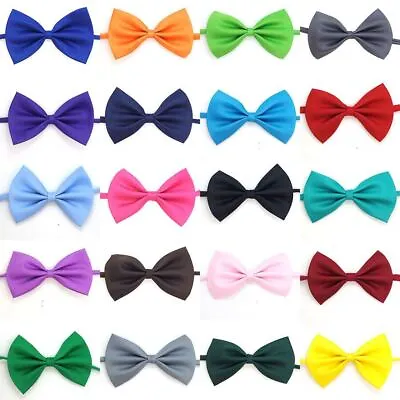 KIDS Plain Bow Tie Children Smart Fancy Dress Boys Black Wedding Dickie PreTied • £2.95