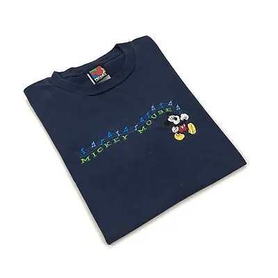 Vintage Mickey Mouse Shirt Medium M Mens Blue Walt Disney Disneyland Sewn Usa • $9.99