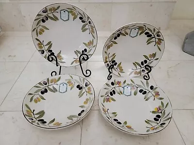 NEW PAPART CERAMICS Hand Painted In Turkey Pasta Bowls Olive Branches (4) • $110.38