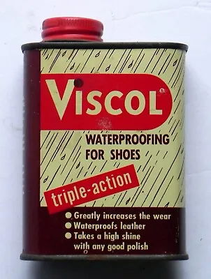 Vintage VISCOL Waterproofing For Shoes And Fine Leathers Advertising Can Tin • $15