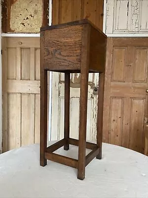 Vintage  Oak  Jardiniere Plant Stand With Storage Box Work Box • £60