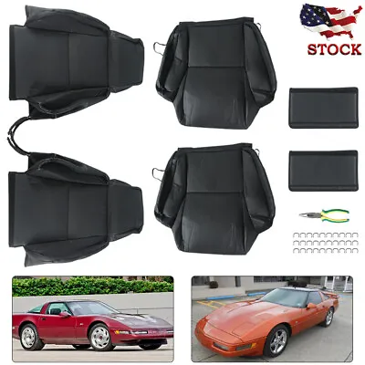 Custom Seat Covers For Chevy Corvette C4 Type3 1984-1993 Black Synthetic Leather • $81.59