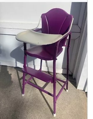 Vintage 1960's Amsco Doll-E-Hichair Metal High Chair Baby Doll 18  Purple • $30.07