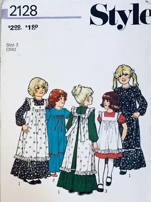 Vintage STYLE 2128 Retro Sewing Pattern | Girls Apron Dress & Pinafore | Size 3 • $12.20