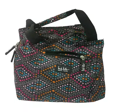 Nicole Miller NY Insulated Lunch Cooler Bag Tote Black Multicolor Triangles • $17.99