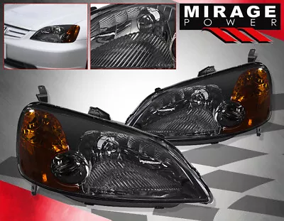 For 2001-2003 Honda Civic 2D/4D Smoked Headlights Headlamps Parking Amber Signal • $59.99