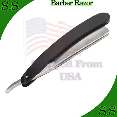 Barber Straight Cut Throat Shaving Razor Shavette Black Handle • $7.90