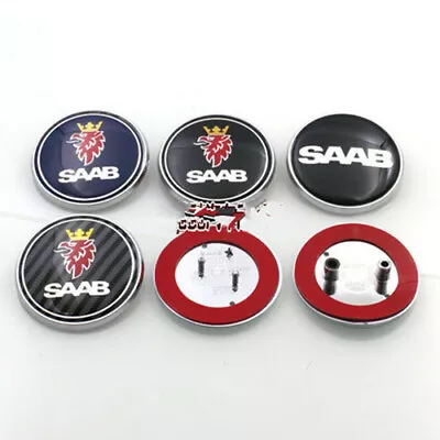 2x Saab Badge 9-39-5 Set Boot Back & Bonnet Front Logo Emblem 68mm • $14.99