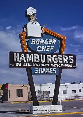 Burger Chef Diner PHOTO Vintage Restaurant Ad Sign Burger Joint 1970s • $5.78