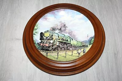 Vintage Davenport Collectors Plate - Golden Arrow Steam Train - Wood Frame 1988 • £15