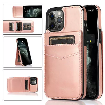 For IPhone 15 14 13 Pro Max 12 11 XS XR 8 Leather Card Holder Wallet Case Cover • $15.99