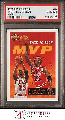 1992 Upper Deck Mvp #67 Michael Jordan Bulls Hof Psa 10 • $65.31