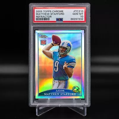 2009 Topps Chrome Matthew Stafford RC Refractor PSA 10 Lions #TC210 Rookie • $449.99