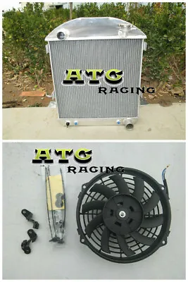 Aluminum Radiator+Fan For Ford Model T-Bucket Grill Shells 1924-1927 3Row 62mm • $177