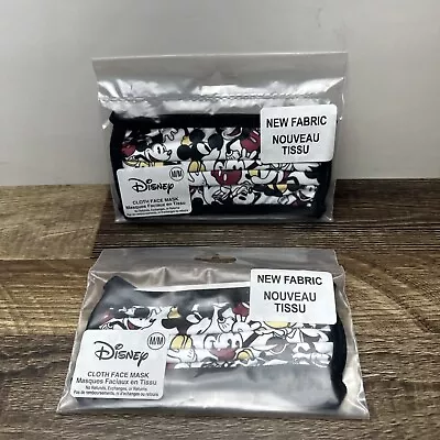 Lot Of 2! Disney Parks Classic Mickey Mouse Cloth Face Mask! Medium Brand New! • $12.95