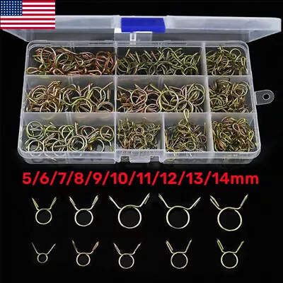 250 Pcs Fuel Line Hose Tubing Spring Clips Clamps Assortment Kit For Motorcycle • $12.72