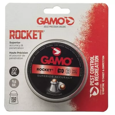 GAMO 6321274-C54 ROCKET .177 Cal 9.6gr Steel Tip Hunting Air Rifle Pellets 150Ct • $13.36