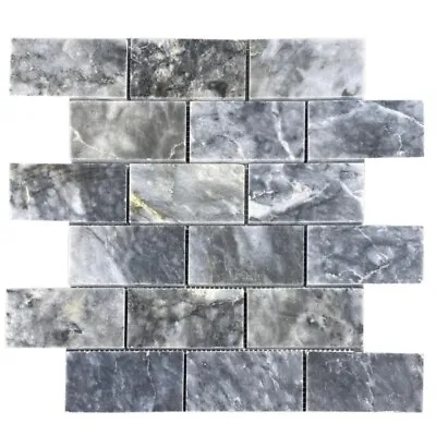 Luna Sky Marble 2 X4  Brick On 12 X12  Mesh Mosaic Tile  (10 Sqft Per Box) • $224.08