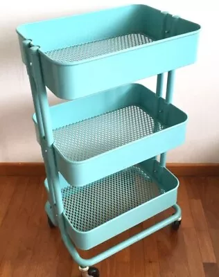 Ikea Raskog Kitchen Trolley TURQUOISE Kitchen Bathroom Bedroom Storage Castors  • $99.90