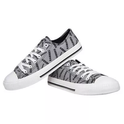 NFL Oakland Raiders Repeat Print Low Top Sneakers Women's Shoes NEW • $39.90