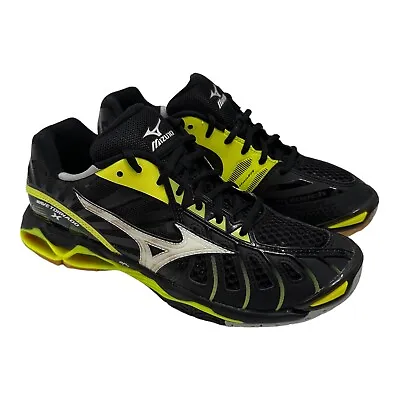 Mizuno Wave Tornado X Shoes Volleyball Running Black Neon Yellow Women Wide 10.5 • $94.99
