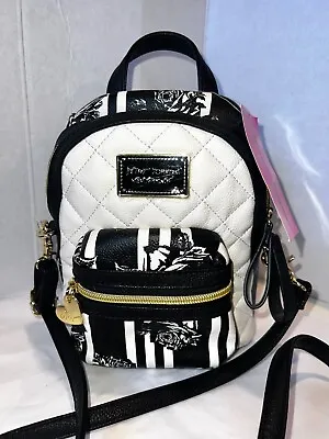 Betsey Johnson Mini Backpack Crossbody - Black & White  • $24.99