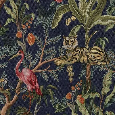 Congo Blue Jungle Tapestry Fabric Woven Exotic Animal Upholstery Furnishings • £1.99