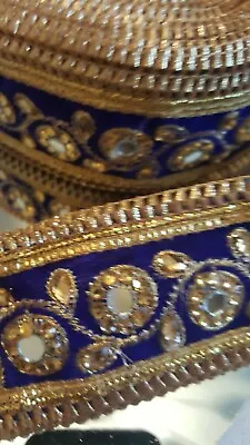 Blue Velvet Mirror Lace Trim  Lovely New Design Sold Per Yard • £3.25