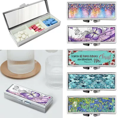 Rectangle Pill Box Tablet Medicine Case 3 Compartment For Pocket Purse Travel • $8.99