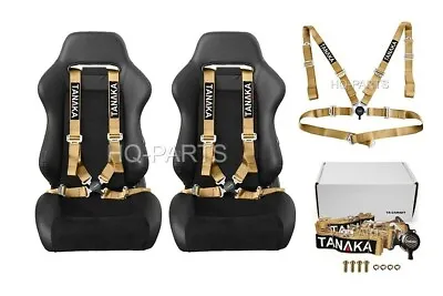 X 2 Tanaka Universal Khaki 4 Point Camlock Racing Seat Belts Harnesses 2  • $99.99