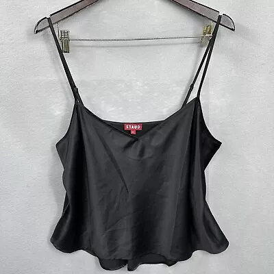 Staud Cami Tank Blouse Womens XL Black Silky Layering Retro Minimalist Designer • $29.95